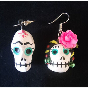 Women Dia de Muertos Day of the Dead Dangle Earrings Halloween Jewelry Fashion